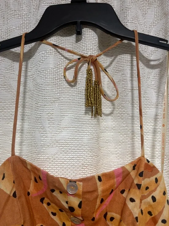 FARM Rio Rust Orange Printed Strapless Maxi Dress - Picture 5 of 11